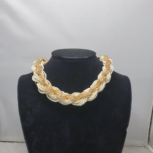 Signature white gold beaded choker necklace